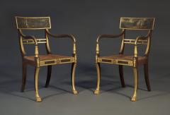 A MOST UNUSUAL SET OF SIX REGENCY PAINTED AND GILDED ARMCHAIRS - 3654449