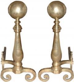 A Magnificent Pair of Late 18th Century French Brass Andirons - 3340665