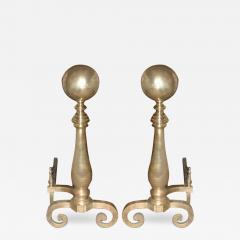 A Magnificent Pair of Late 18th Century French Brass Andirons - 3342361