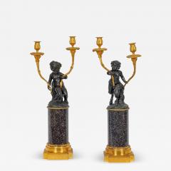 A Magnificent Pair of Louis XVI Style Gilt Bronze Candelabra on Porphyry Bases - 4311044