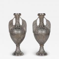 A Magnificent Pair of Silvered Bronze Alhambra Vases by Tiffany Studios - 3912231