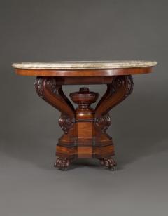 A Mahogany Neoclassical Center Table With Concentric Turned Marble Molded Top - 854458