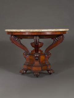 A Mahogany Neoclassical Center Table With Concentric Turned Marble Molded Top - 854520