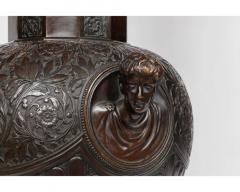 A Majestic and Monumental Patinated Bronze Vase With Regal Roman Emperors - 3802380