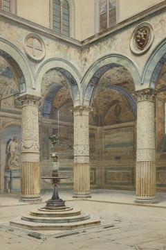 A Marrani Antique watercolour of Palazzo Signoria in Florence - 1275331