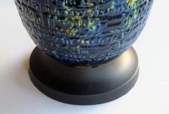 A Massive Pair of American Ceramic Lamps with Blue Green and Yellow Drip Glaze - 509468