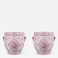 A Massive Pair of Chinese Pink and White Dragon Porcelain Planters Republic - 3384011