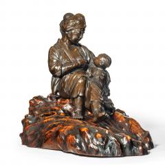 A Meiji period bronze sculpture of a mother and son by Atsuyoshi - 2214299