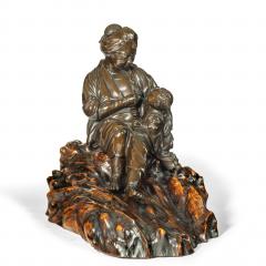 A Meiji period bronze sculpture of a mother and son by Atsuyoshi - 2214303