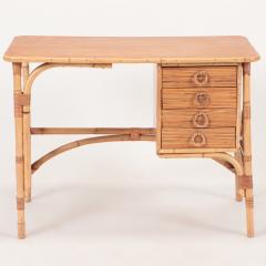 A Mid Century French four drawers rattan desk C 1950 - 2709781