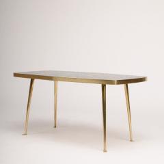 A Mid Century German coffee table with a mosaic top on brass metal legs - 1697316