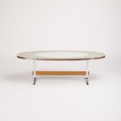 A Mid Century German mosaic coffee table on a wooden and chrome base - 1685376