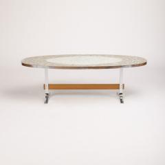 A Mid Century German mosaic coffee table on a wooden and chrome base - 1685383