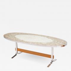 A Mid Century German mosaic coffee table on a wooden and chrome base - 1685615