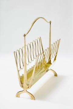 A Mid Century Italian Brass Magazine Rack in the Manner of Borsani - 2597041