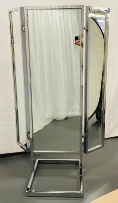 A Mid Century Modern Trifold Cheval Mirror Steel and Chrome Framed Reversable - 2772884