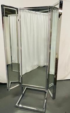A Mid Century Modern Trifold Cheval Mirror Steel and Chrome Framed Reversable - 2772886