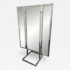 A Mid Century Modern Trifold Cheval Mirror Steel and Chrome Framed Reversable - 2775070