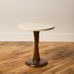 A Mid Century Modern round occasional table with marble top and walnut base - 2033304