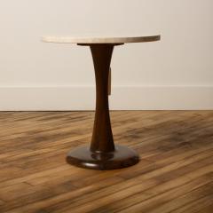 A Mid Century Modern round occasional table with marble top and walnut base - 2033337