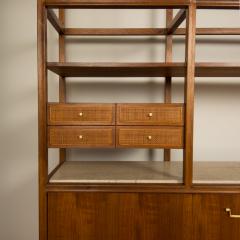 A Mid Century library shelving storage with original Travertine top circa 1950 - 2129075