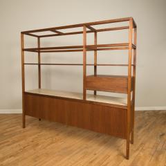 A Mid Century library shelving storage with original Travertine top circa 1950 - 2129076