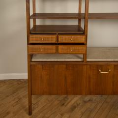 A Mid Century library shelving storage with original Travertine top circa 1950 - 2129090