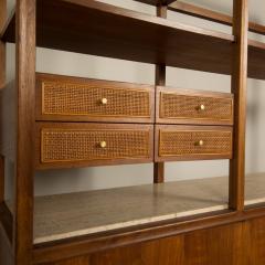 A Mid Century library shelving storage with original Travertine top circa 1950 - 2129093