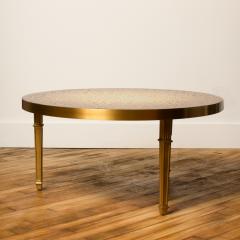 A Mid Century mosaic side table with Venetian glass tiles and a bronze frame - 2033276