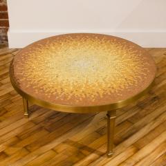 A Mid Century mosaic side table with Venetian glass tiles and a bronze frame - 2033277