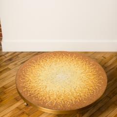 A Mid Century mosaic side table with Venetian glass tiles and a bronze frame - 2033285