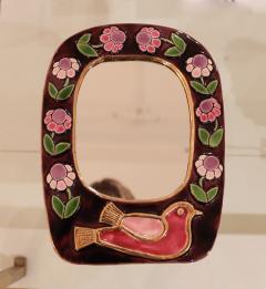 A Mithe Espelt Ceramic Floral Bird Mirror circa 1965 - 4387302