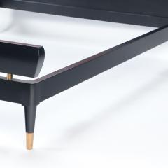 A Modern Italian ebonized Queen size bed with a cane headboard C 1960  - 2684542