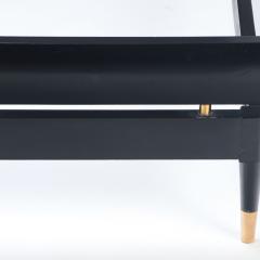 A Modern Italian ebonized Queen size bed with a cane headboard C 1960  - 2684544
