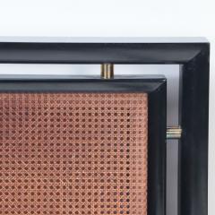 A Modern Italian ebonized Queen size bed with a cane headboard C 1960  - 2684545