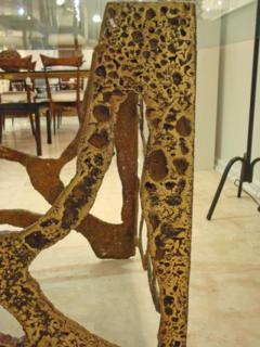 A Modernist Dining Table in Sand Cast Bronze and Glass - 256481