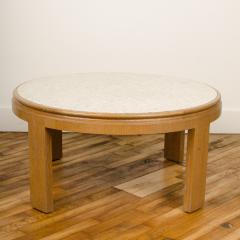 A Modernist round cocktail table with a surface of delicate eggshell fragments - 1739209