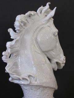 A Monumental Italian Majolica Mid Century White Glazed Horse Head - 429665