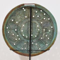 A Mounted 17th Century Folk Art Brass Bassinoire Cover from France - 4121465