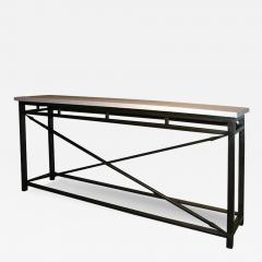 A Neo Classical Steel Console table with Limestone Top - 3517504