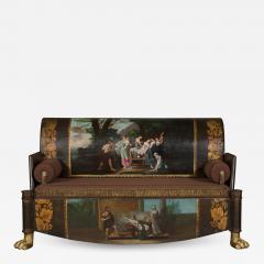 A Neoclassical Polychrome Painted Sofa Depicting Two Scenes From Homers Odyssey - 839162