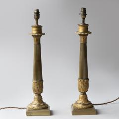 A PAIR OF 19TH CENTURY GILT CANDELABRA CONVERTED TO LAMPS - 4096721