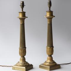 A PAIR OF 19TH CENTURY GILT CANDELABRA CONVERTED TO LAMPS - 4096724