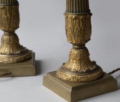 A PAIR OF 19TH CENTURY GILT CANDELABRA CONVERTED TO LAMPS - 4096731
