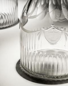 A PAIR OF DECANTERS OF NAUTICAL INTEREST WITH FIVE MATCHING GLASSES - 4340898
