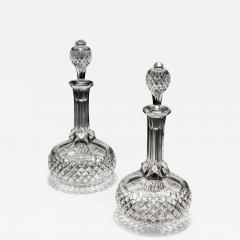 A PAIR OF DIAMOND CUT VICTORIAN DECANTERS - 3799887