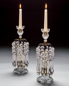 A PAIR OF DIAMOND STEP CUT REGENCY CANDLESTICKS - 3787773