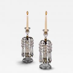 A PAIR OF DIAMOND STEP CUT REGENCY CANDLESTICKS - 3789338