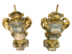 A PAIR OF FRENCH ORMOLU MOUNTED CIPOLLINO MARBLE LAMPS BY MAISON MILLET - 3537917