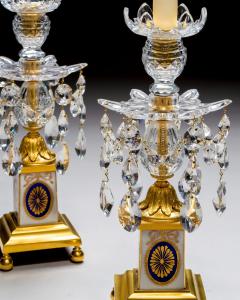 A PAIR OF GEORGE III ORMOLU MOUNTED PORCELAIN CUT GLASS CANDLESTICKS - 4347003